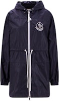 (Women) Moncler SS23 Navy Hooded Jacket with Logo Print and Drawstring Waist. 1A00123539ZD778 (Women) Moncler SS23 Navy Hooded Jacket with Logo Print and Drawstring Waist. 1A00123539ZD778