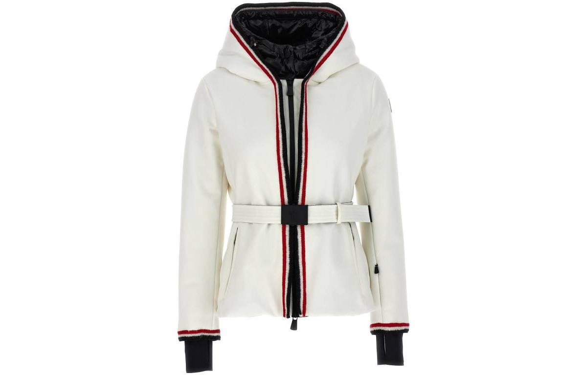 (Women) Moncler  Striped Hooded Zip-Up Down Jacket White 1A0002653063036 圖 2