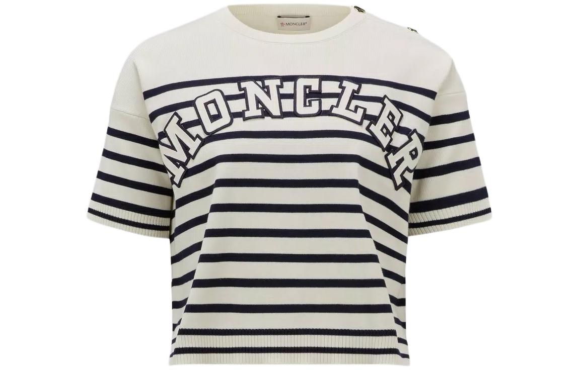 (Women) Moncler  Striped Letter Crewneck Slim Fit Short-Sleeve T-Shirt Multicolor J10939C00006M1367P07 圖 2
