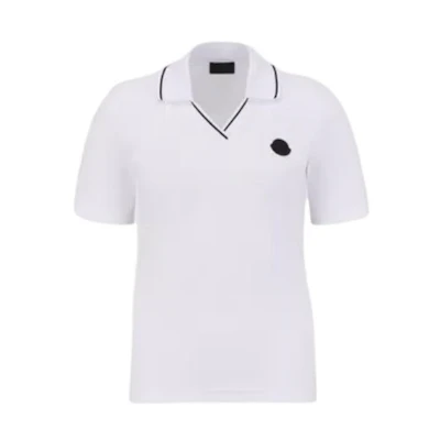 (Women) Moncler Striped Short Sleeve Polo Shirt - White J10938A00001899TW001