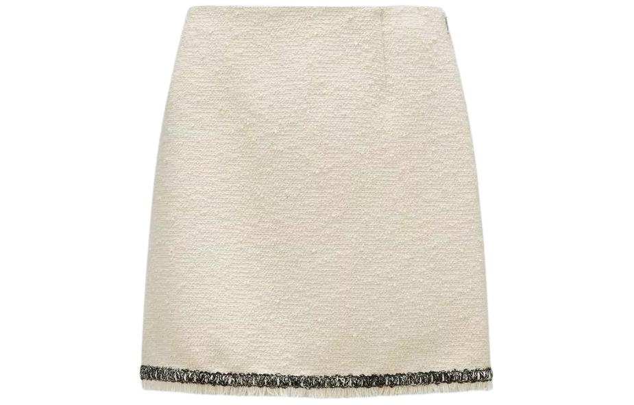 (Women) Moncler  Tweed Low-Rise A-Line Mini Skirt White Casual Short Skirt. J10932D00009597JV060
