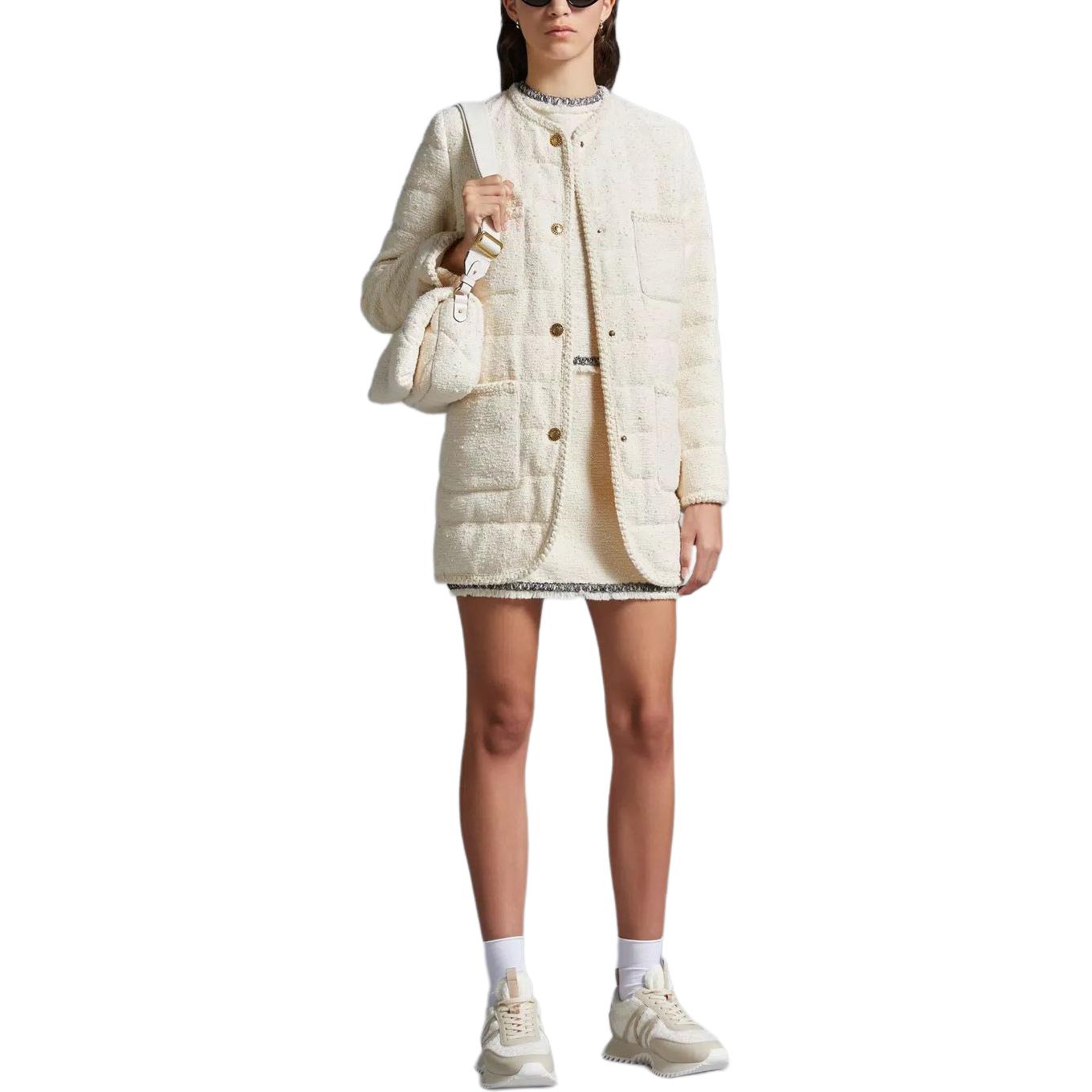 Lookbook (W) モンクレール ツイード ローライズ Aライン ミニスカート ホワイト カジュアル. J10932D00009597JV060