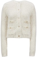 (Women) Moncler White Button-Up Cardigan Crewneck Knitted Sweater Long Sleeve. J20939B00007M4392034 (Women) Moncler White Button-Up Cardigan Crewneck Knitted Sweater Long Sleeve. J20939B00007M4392034
