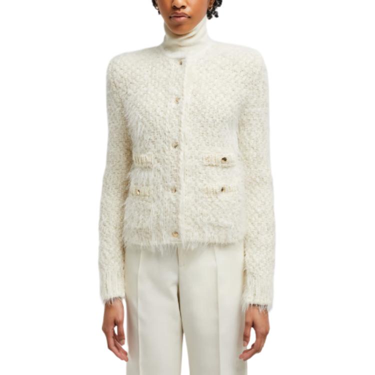 Lookbook (W) 몽클레어 화이트 버튼업 크루넥 니트 스웨터 긴소매 가디건. J20939B00007M4392034