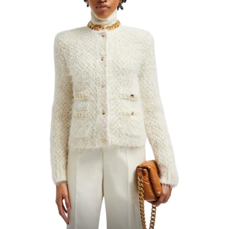 Shop (W) 몽클레어 화이트 버튼업 크루넥 니트 스웨터 긴소매 가디건. J20939B00007M4392034