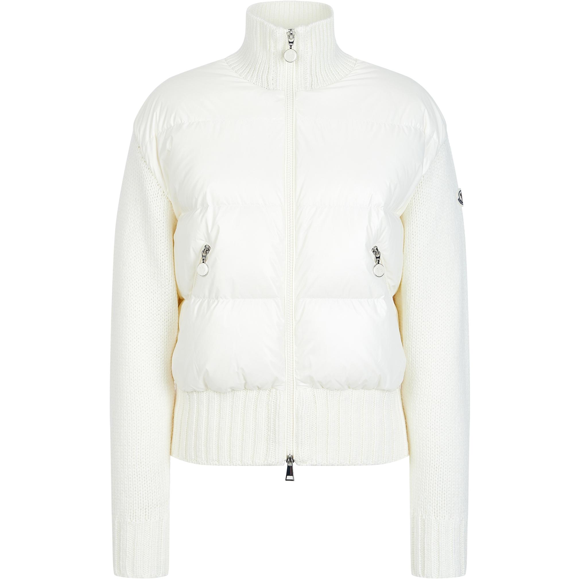 (Women) Moncler  White Corduroy Padded Wool High-Neck Short Down Jacket. 9B00004M2089034