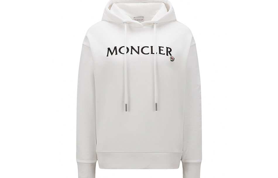 (Women) Moncler  White Cotton Embroidered Loose Fit Hoodie Sweatshirt I10938G00016899WC033