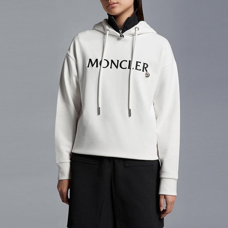 (Women) Moncler  White Cotton Embroidered Loose Fit Hoodie Sweatshirt I10938G00016899WC033 圖 4