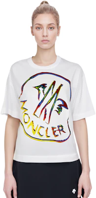 (W) Moncler 白色棉質T恤 彩色Logo印花 休閒設計 I10938C00026899SP033 Shop (W) Moncler 白色棉質T恤 彩色Logo印花 休閒設計 I10938C00026899SP033