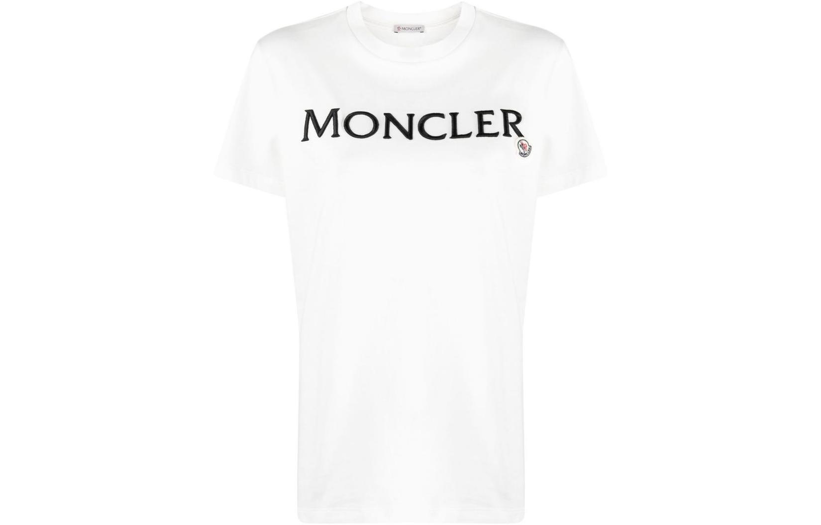 (Women) Moncler  White Crewneck Embroidered Logo T-Shirt SS23. I10938C00009829HP033