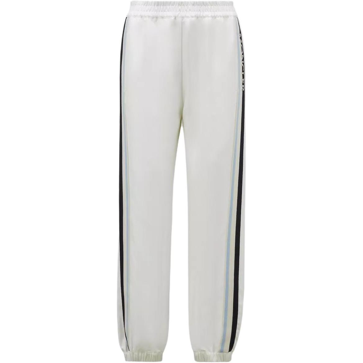 (Women) Moncler  White Elastic Waist Striped Straight-Cut Casual Pants. J10932A00001597DR034