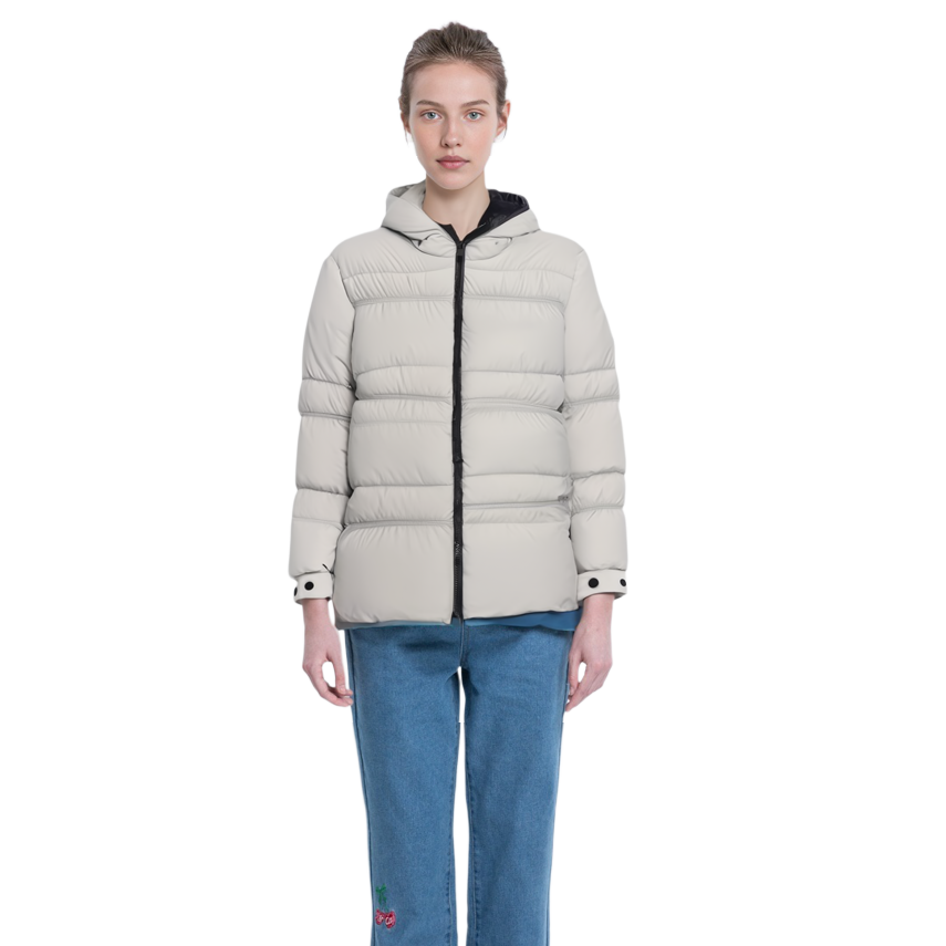 (Women) Moncler  White Hooded Colorblock Zip Puffer Jacket. 1A00024596IU90D 圖 4