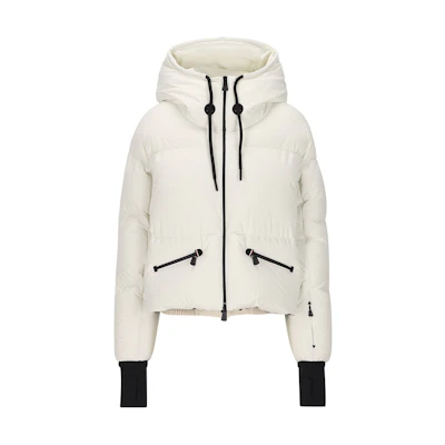 (Women) Moncler White Hooded Long Sleeve Down Jacket Casual Style. 1A000495399D-034