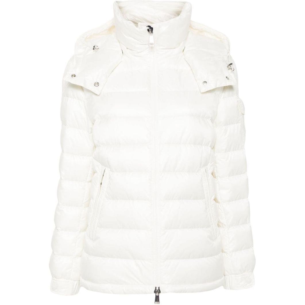 (Women) Moncler  White Hooded Slim Fit Down Jacket with Zipper. J10931A00065595ZZ034
