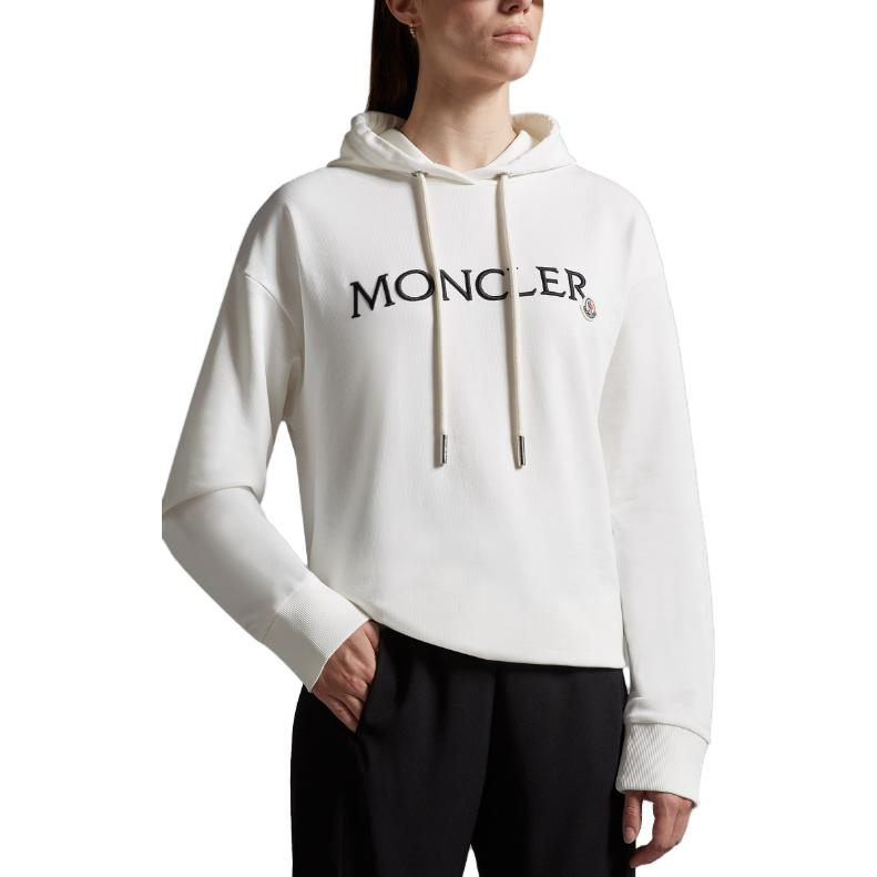 (Women) Moncler  White Hoodie with Letter Embroidery and Drawstring. I20938G0002689A1K034 圖 3