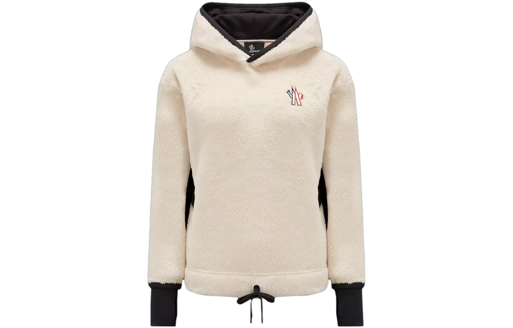 (Women) Moncler  White Hoodie with Letter Print and Pullover Design. I20988G00016809EG268