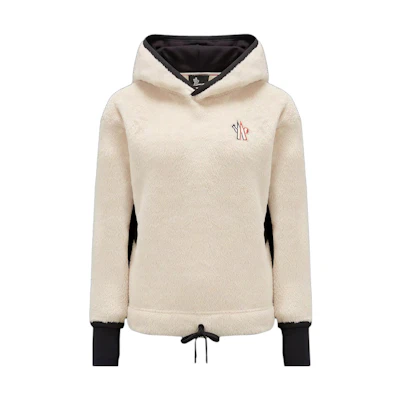 (Women) Moncler White Hoodie with Letter Print and Pullover Design. I20988G00016809EG268