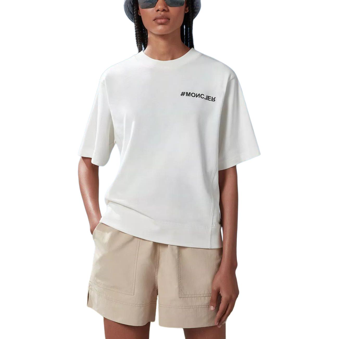 (Women) Moncler  White Letter Print Crewneck Short-Sleeve T-Shirt. J10988C0000283927041 圖 3