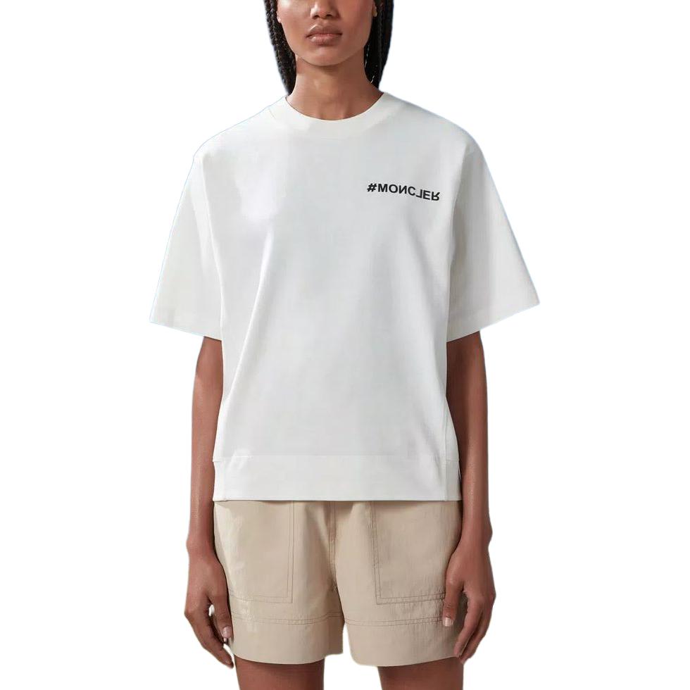 (Women) Moncler  White Letter Print Crewneck Short-Sleeve T-Shirt. J10988C0000283927041 圖 4