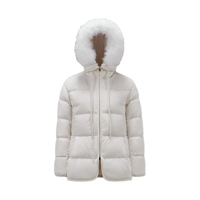 (Women) Moncler White Long Down Jacket with Hood. I20931A0009254A81034