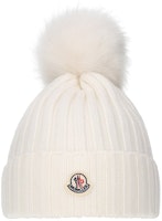(Women) Moncler White Merino Wool Beanie with Pom-Pom Decoration. J20933B00027M1131034 (Women) Moncler White Merino Wool Beanie with Pom-Pom Decoration. J20933B00027M1131034