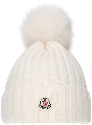 (Women) Moncler White Merino Wool Beanie with Pom-Pom Decoration. J20933B00027M1131034 Buy (Women) Moncler White Merino Wool Beanie with Pom-Pom Decoration. J20933B00027M1131034
