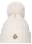 Buy (Women) Moncler White Merino Wool Beanie with Pom-Pom Decoration. J20933B00027M1131034