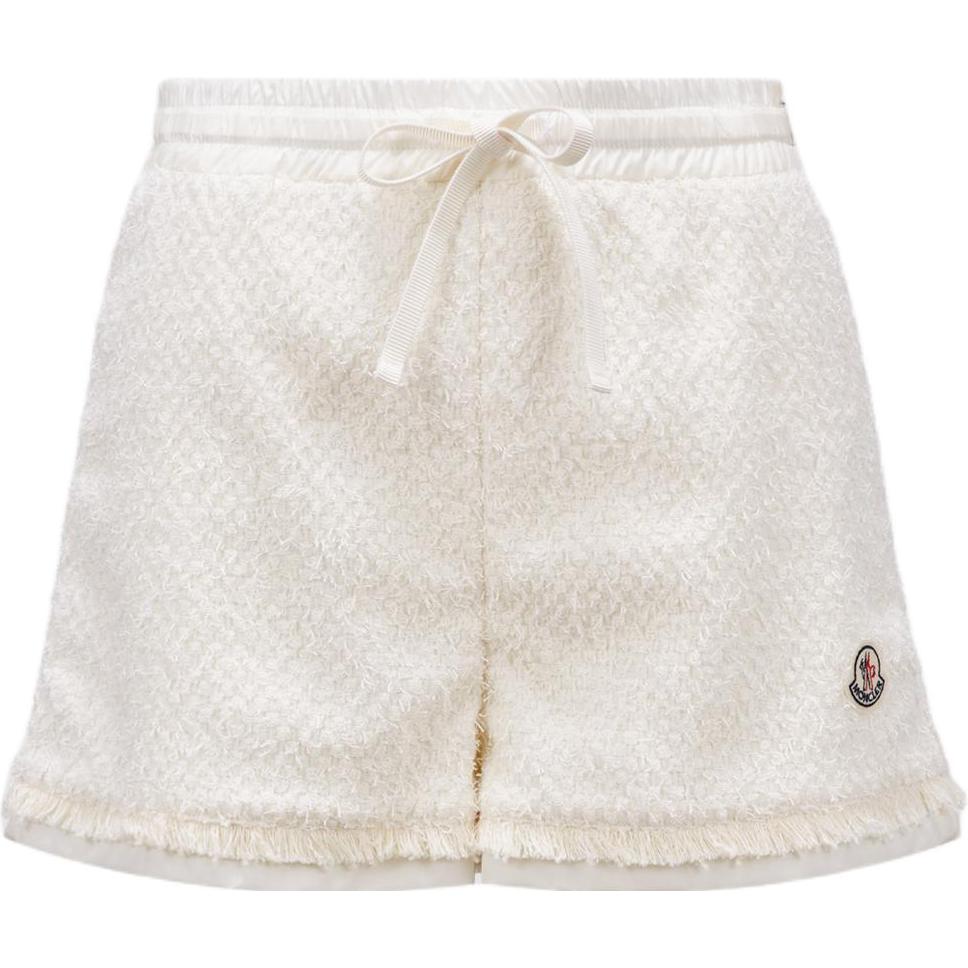 (Women) Moncler  White Mid-Rise Drawstring Casual Shorts Relaxed Fit. J10932B00007597NZ034
