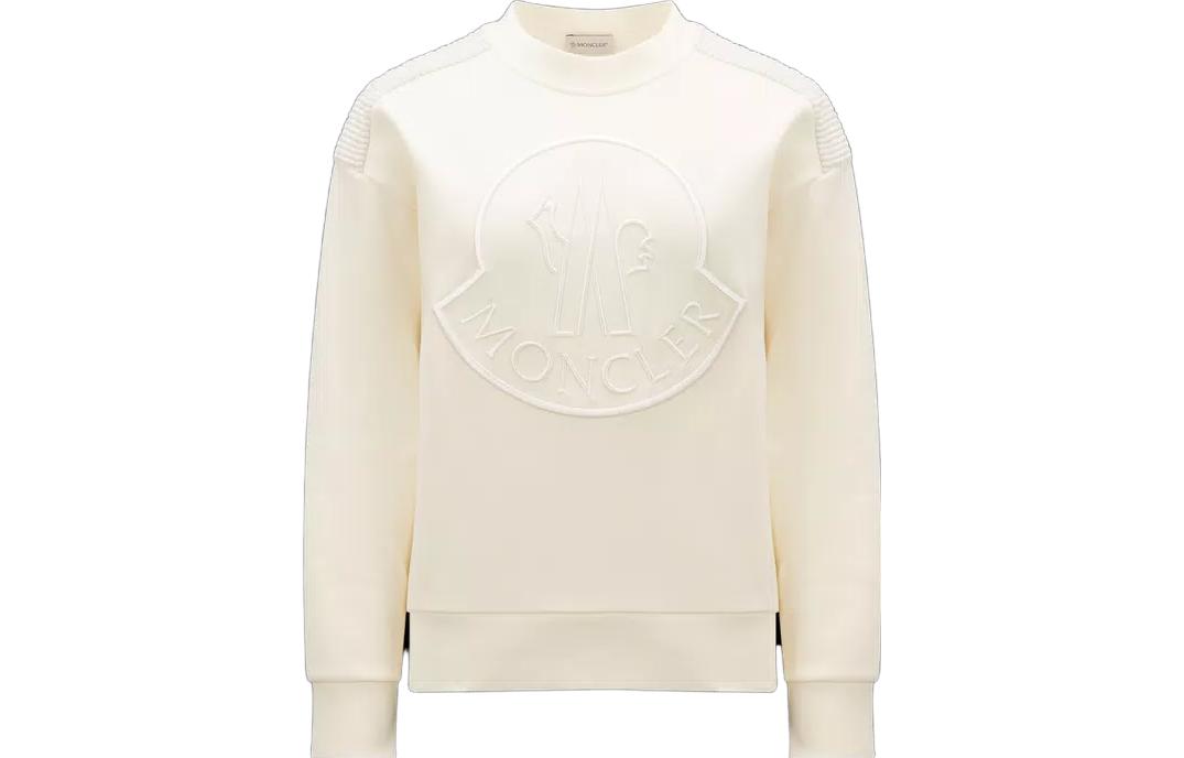 Order (W) Moncler Putih Mock Neck Slim Fit Sweatshirt Lengan Panjang. I20938G00042899U5034