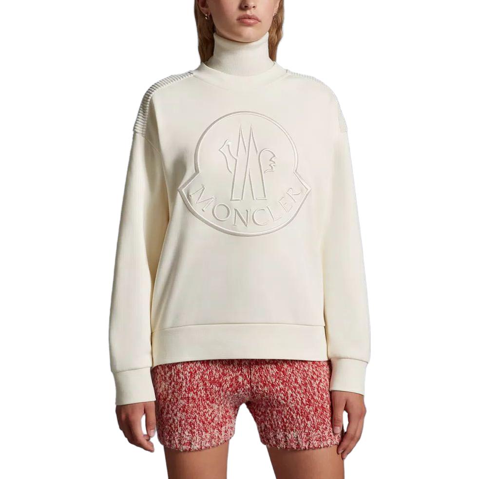 Lookbook (W) Moncler Putih Mock Neck Slim Fit Sweatshirt Lengan Panjang. I20938G00042899U5034