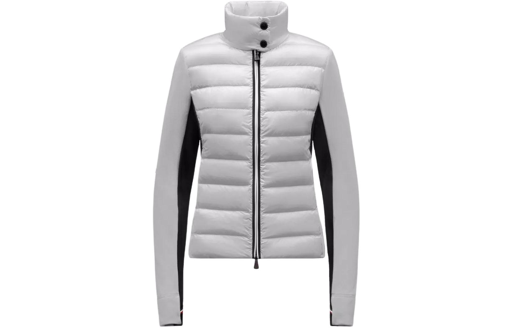 (Women) Moncler  White Padded Fleece Cardigan Jacket with Stand Collar. H20988G0002580093034