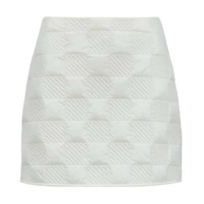 (Women) Moncler White Satin-Trimmed Zip-Up Casual Mini Skirt. J20932D00001788LM034