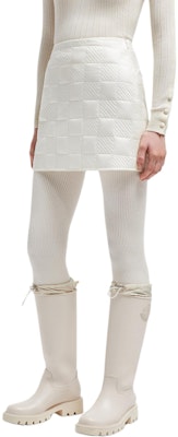 (Women) Moncler White Satin-Trimmed Zip-Up Casual Mini Skirt. J20932D00001788LM034 Purchase (Women) Moncler White Satin-Trimmed Zip-Up Casual Mini Skirt. J20932D00001788LM034