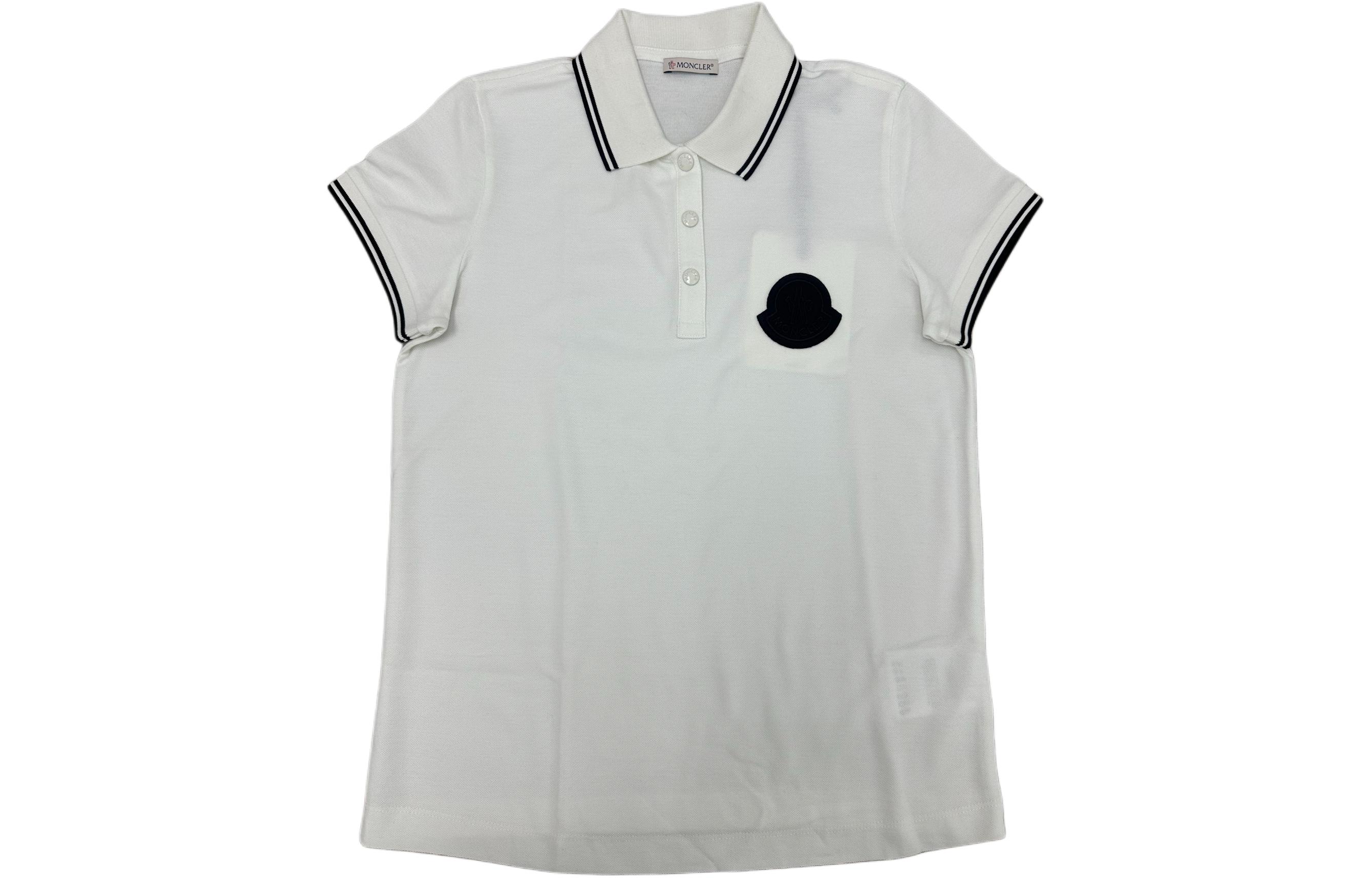 Order (W) Moncler 白色短袖POLO衫 徽標貼布/按鈕細節 20938351600V8042034