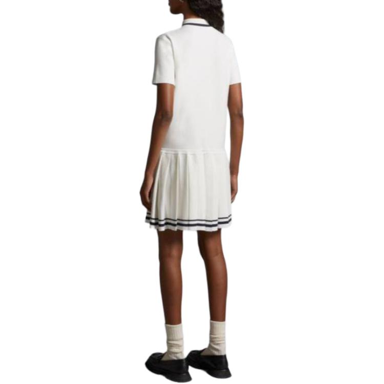 Shop (Women) Moncler  White Short Sleeve Polo Dress with Striped Collar. J10939L00004M3357034