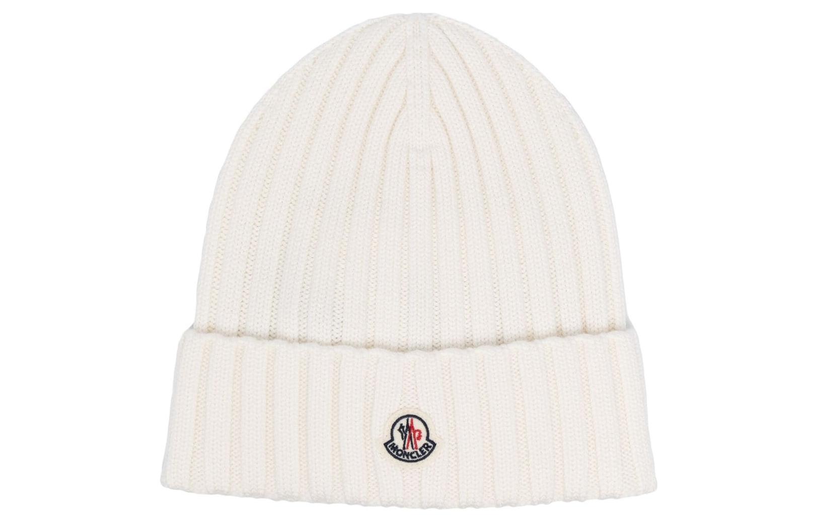 Order (Women) Moncler  White Wool Beanie with Logo Detail. J10933B00008A9327030