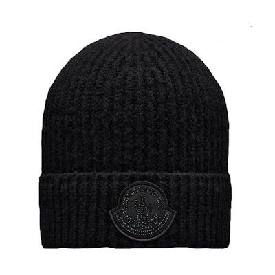 (Women) Moncler Wool Nylon Logo Beanie Black I20933B00035M2739999