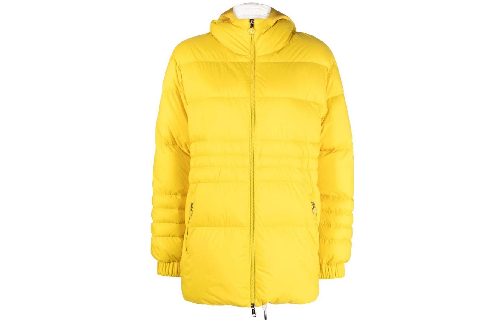 (Women) Moncler  Yellow Solid Color Hooded Long Sleeve Down Jacket. I10931A00002595A2