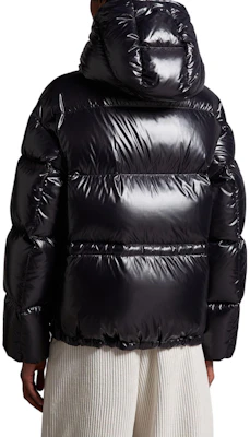 (Women) Moncler Abbaye Black Short Down Jacket with Letter Print Hooded Design. 1A000395963V999 Purchase (Women) Moncler Abbaye Black Short Down Jacket with Letter Print Hooded Design. 1A000395963V999