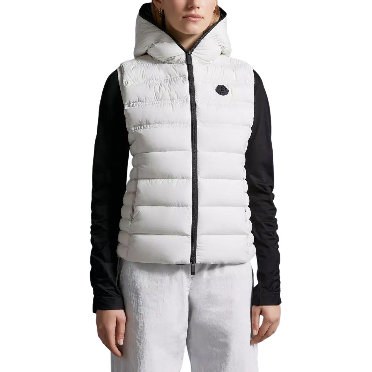 Shop (Women) Moncler ALITERSE  Slim Fit Hooded Zipper Down Vest Grey J10931A00022595FK90D