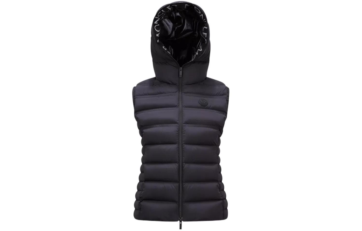 (Women) Moncler ALITERSE  Solid Color Hooded Zip Vest - Black J10931A00022595FK999
