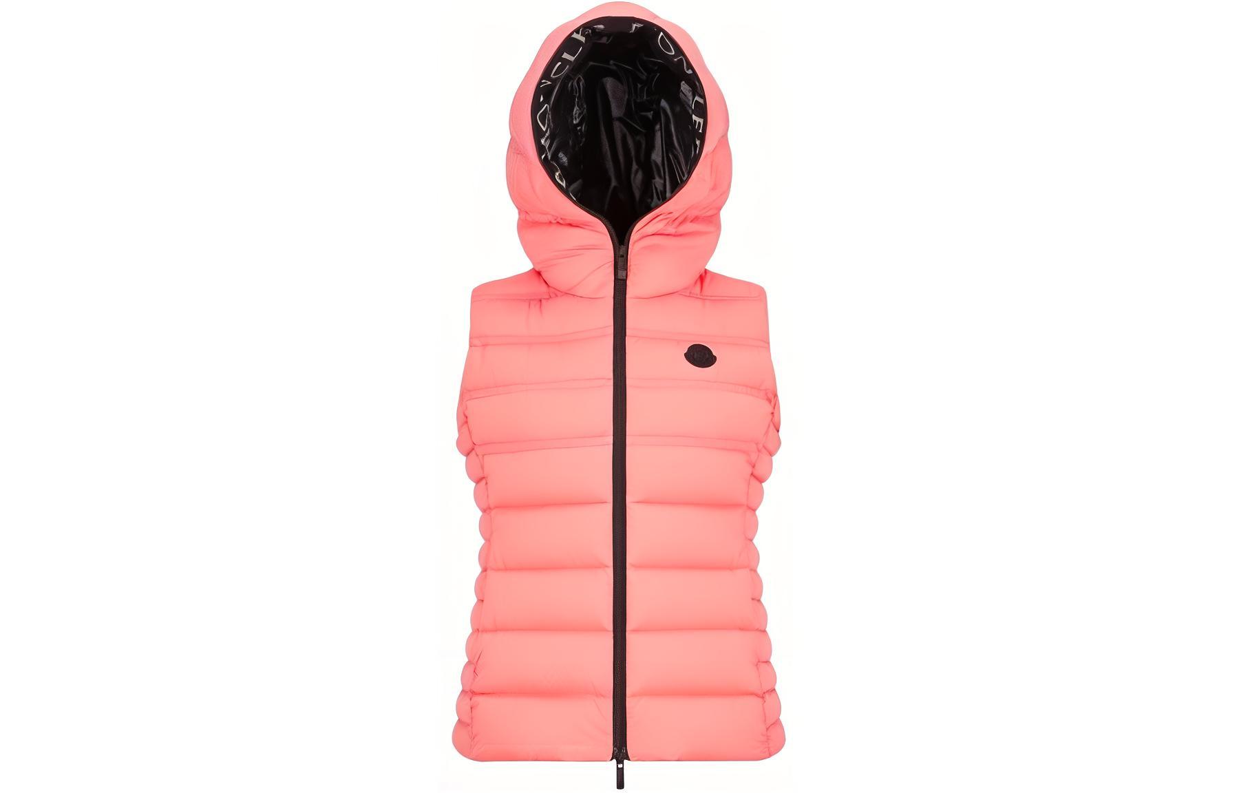 (Women) Moncler ALITERSE SS24  Pink Down Hooded Zip Vest. J10931A00022595FK416