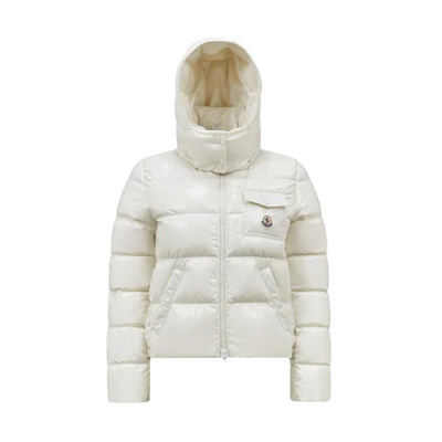 (Women) Moncler Andro SS24 Short Logo Hooded Down Jacket White J10931A00002597EU034