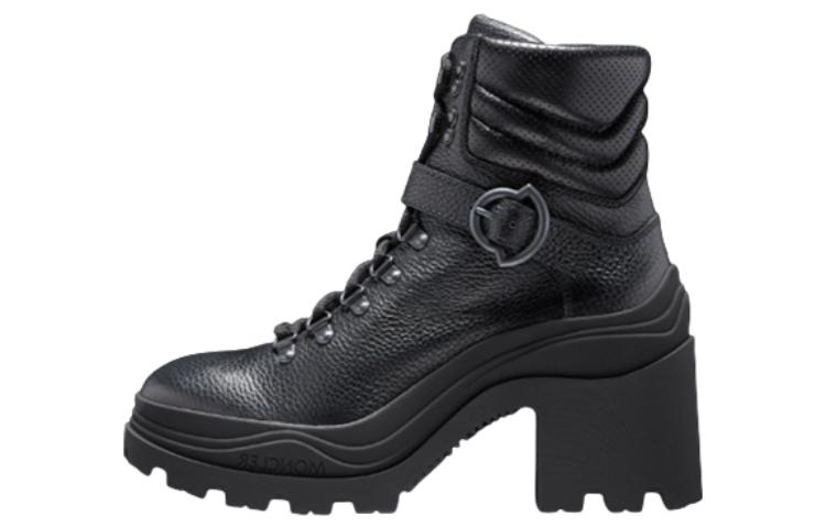 (W) Moncler Ankle Boot 'Black Leather Lace-Up'