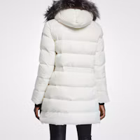Purchase (Women) Moncler Aphroti Classic Mid-Length Hooded Down Coat White Winter 0931B51002C0059034