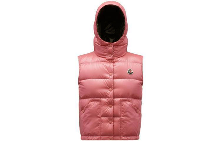 (Women) Moncler Aval FW22 Coral Pink  Hooded Down Vest with Logo Patch. H20931A0004668950539 圖 2