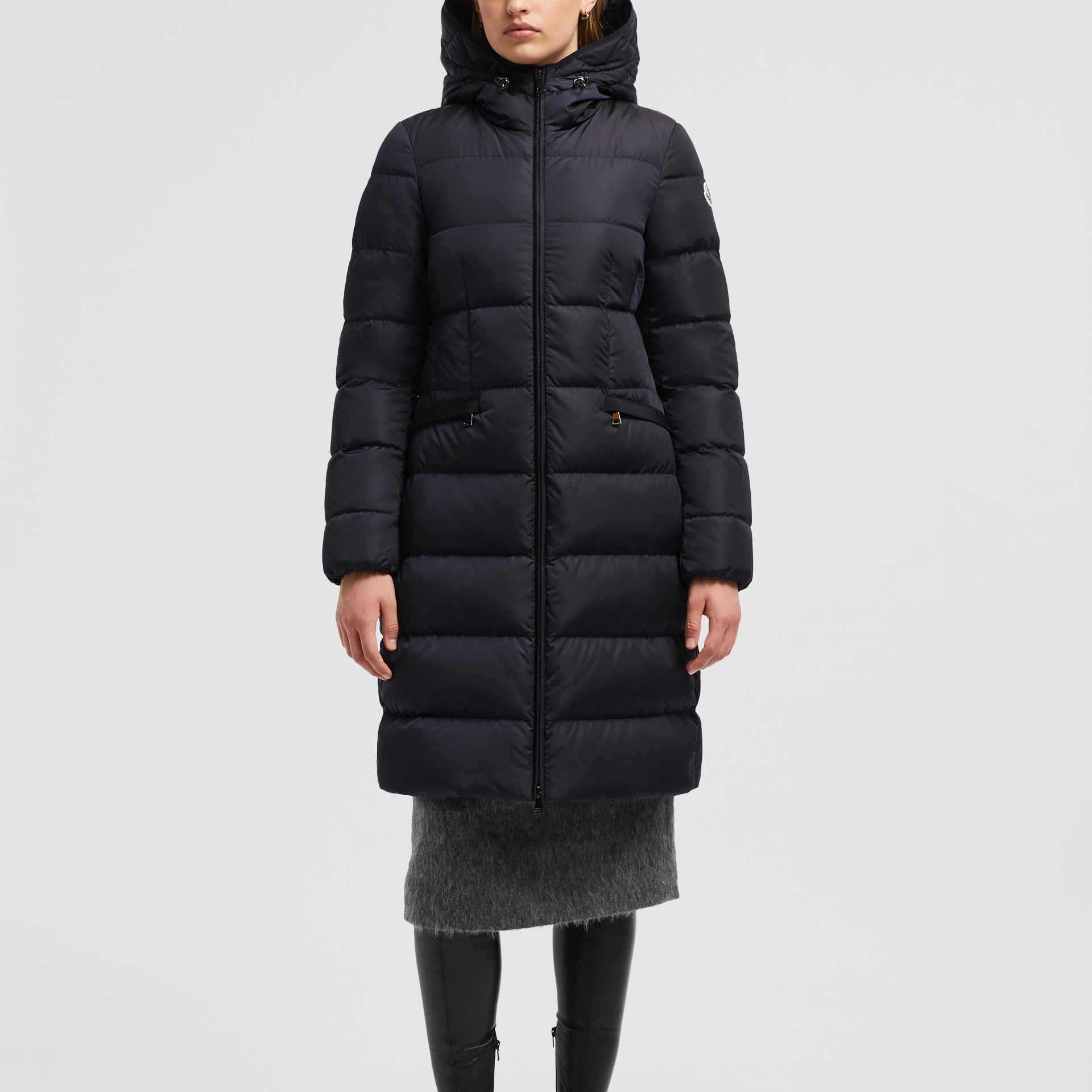 (Women) Moncler Avocette FW24  Long Puffer Jacket Midnight Blue Hooded Slim Fit J20931C00042539ZD778 圖 3