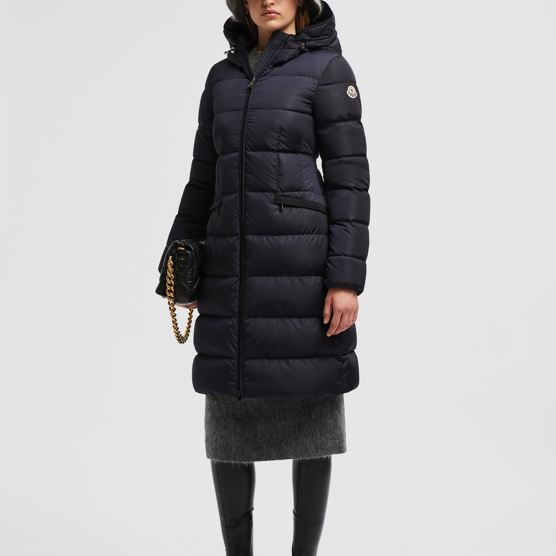 (Women) Moncler Avocette FW24  Long Puffer Jacket Midnight Blue Hooded Slim Fit J20931C00042539ZD778 圖 5