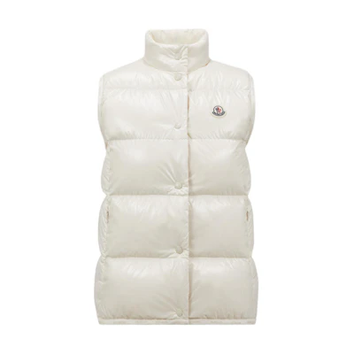 (Women) Moncler Badia FW24 Glossy Nylon Button Vest White Down Gilet. J20931A000085963V070