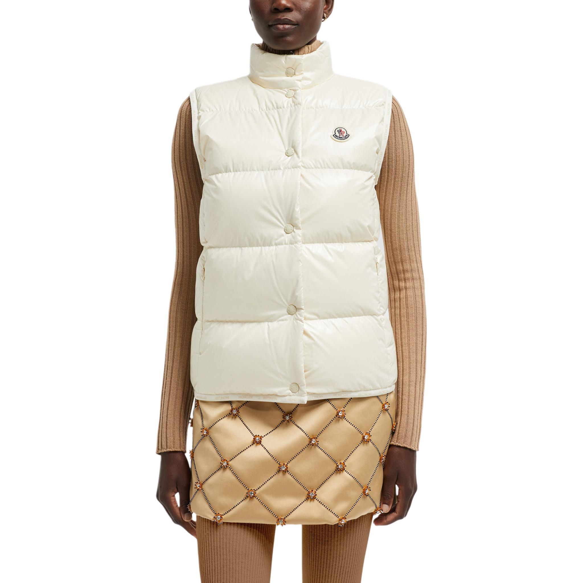 (Women) Moncler Badia FW24 Glossy Nylon Button Vest  White Down Gilet. J20931A000085963V070 圖 3
